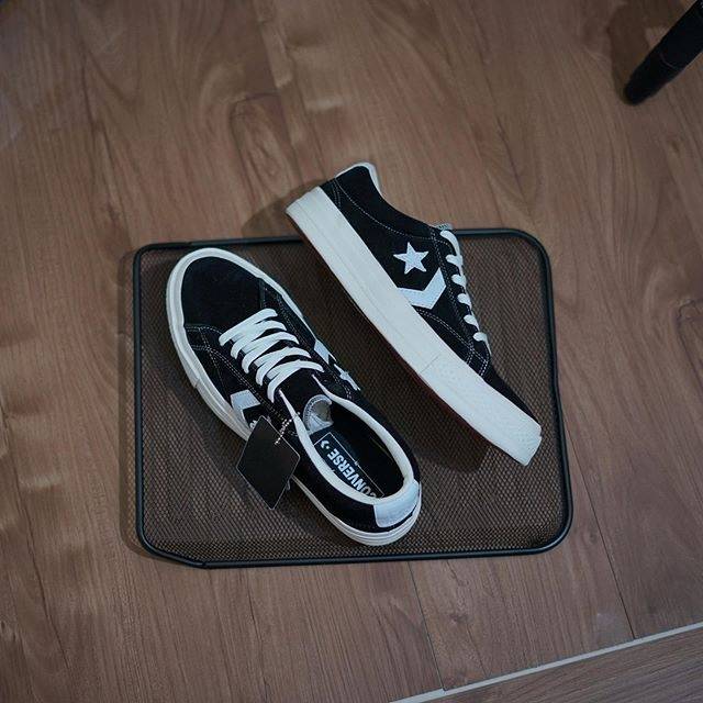 converse one star pro 3v black & white skate shoes