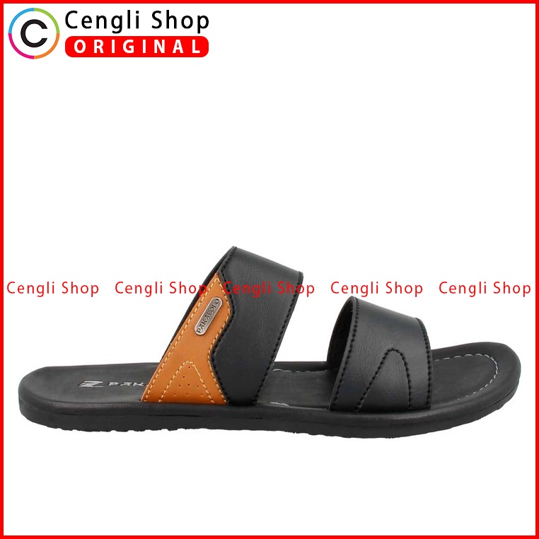 SANDAL SLIDE PAKALOLO PRIA ORIGINAL CASUAL KULIT ASLI HITAM PB49