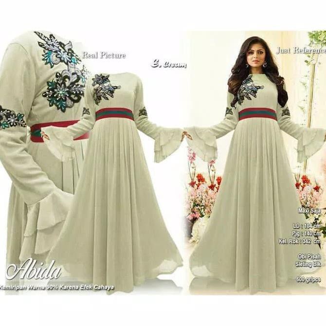 Sale baju india abida cream busana muslim wanita gamis syari pesta