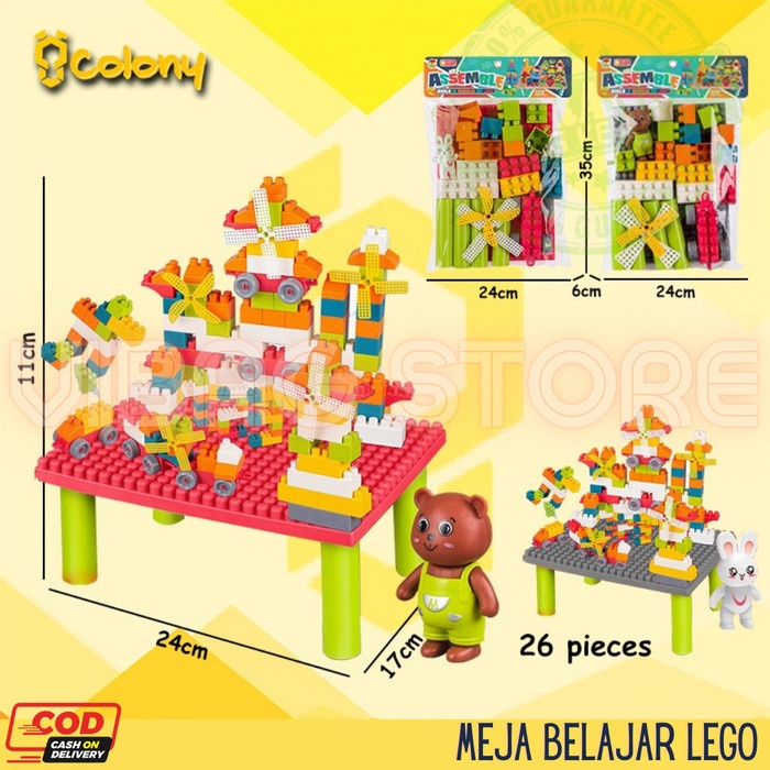 Meja Belajar Bermain Anak Lego Blok Brik Balok Edukasi BRO1366