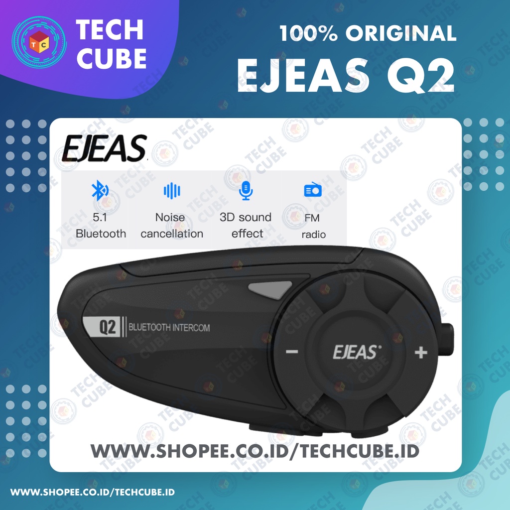 EJEAS Q2 Bluetooth Radio Intercom Helm 2 Rider Helmet Alt Q7 V4 V6 PRO