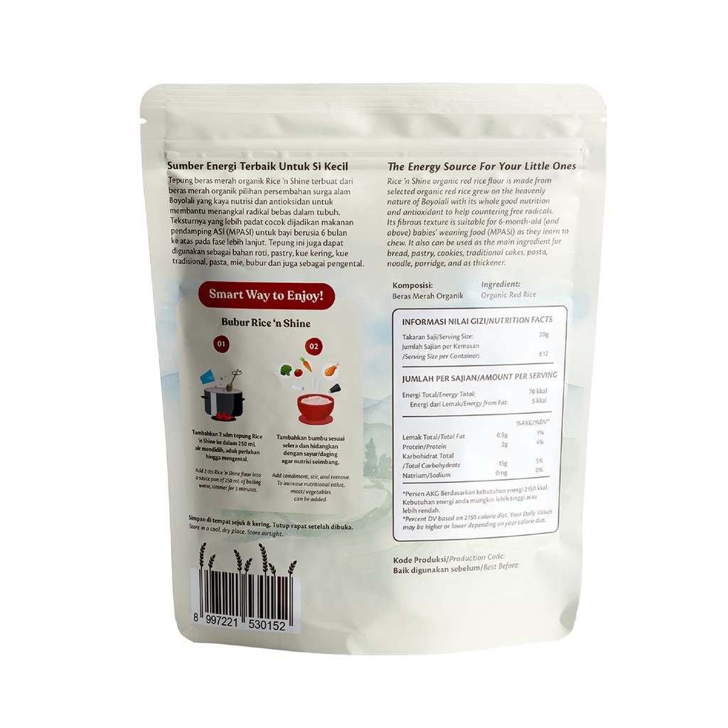 Rice n Shine Organic Red Rice Flour (Tepung Beras Merah Organik) 250gr