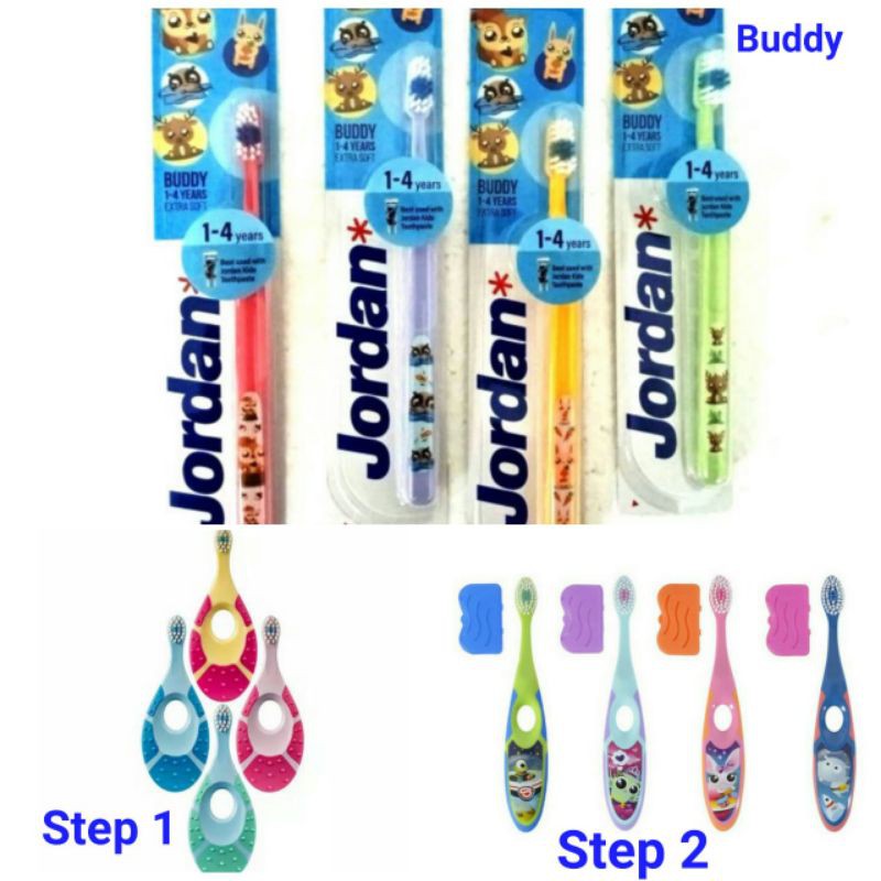 jordan sikat gigi anak toothbrush buddy step 1 step 2