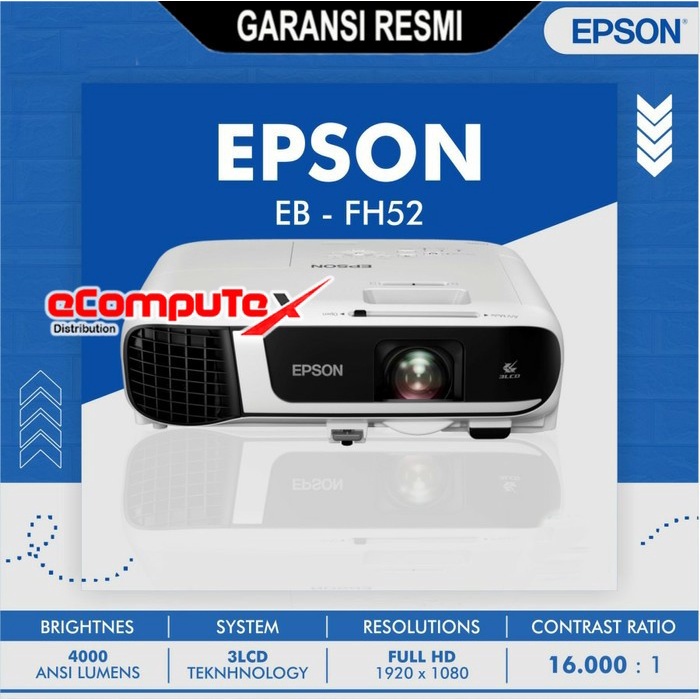 PROJECTOR EPSON EB-FH52 / PROYEKTOR EBFH2 3LCD ANSI HDMI GARANSI RESMI