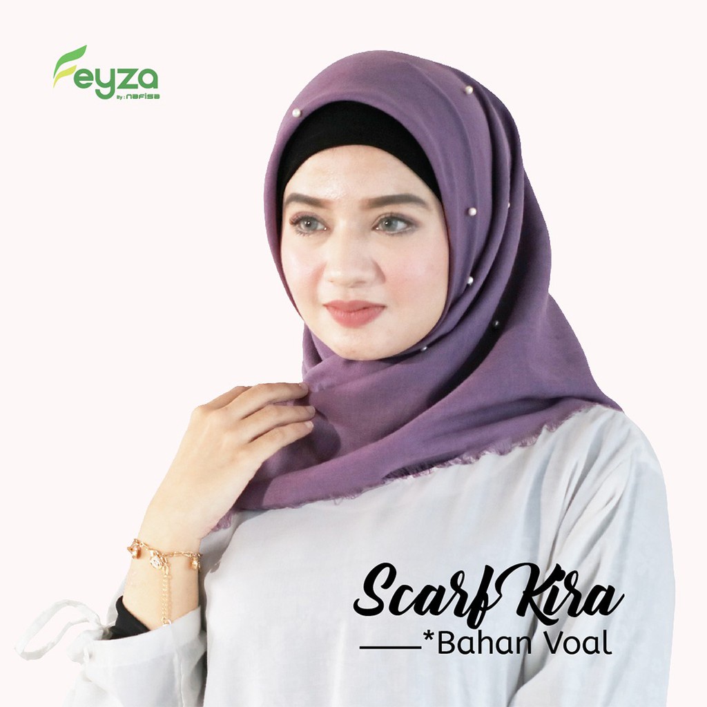 SCARF POLOS | Segi Empat Voal Feyza KIRA - Scarf Mutiara Jahit Tepi Segiempat  FLASH SALE