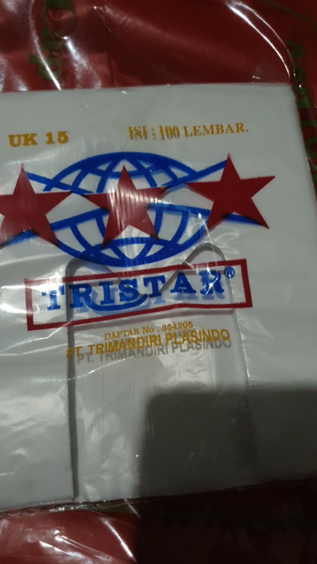 Kantong Keresek Plastik Tristar 15 Hitam Putih Merah 15x33cm High Quality