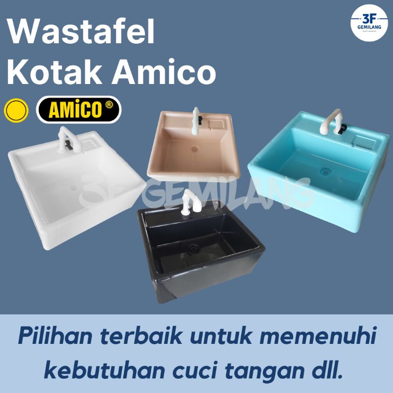 New! AMICO - Wastafel Plastik SET DESIGN KOTAK Exclusive Amico - Wastafel Portable Plastik Best Quality