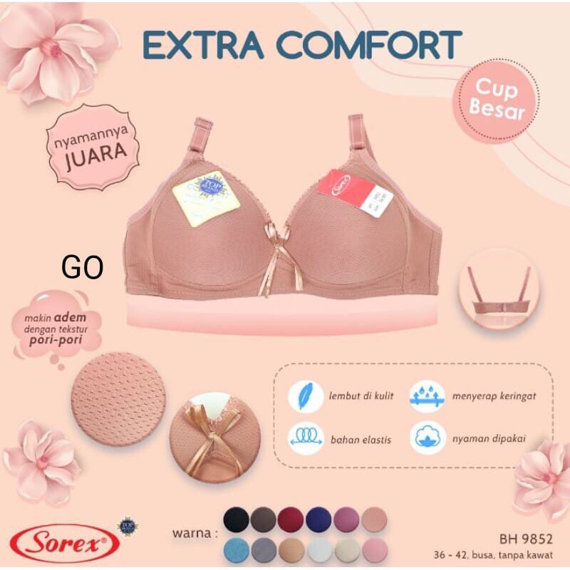 bb SOREX BH 9852 BRA WANITA Cup Full Besar Tidak Kawat Pakaian Dalam Wanita