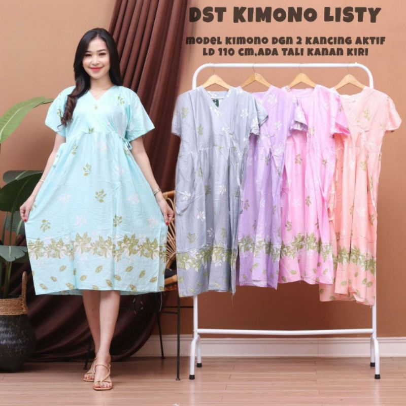 DASTER KIMONO LD 100-110 DADA KANCING TALI SAMPING BAHAN RAYON SANTUNG BERKUALITAS.