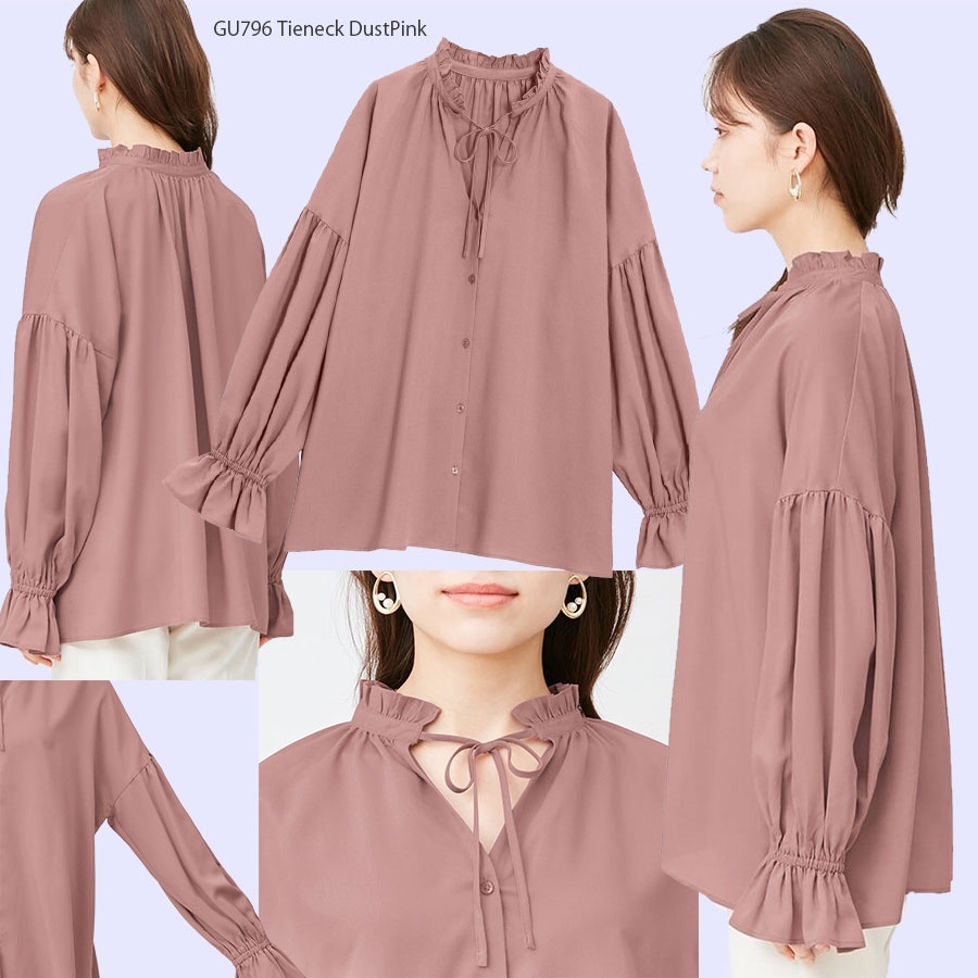 BLOUSE WANITA UNIQLO GU TIENECK BLOUSE-4