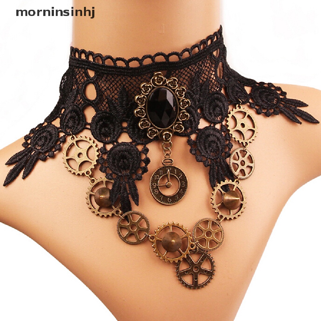 Mornin Kalung Choker Lace Gaya Gothic Vintage Steampunk Untuk Wanita