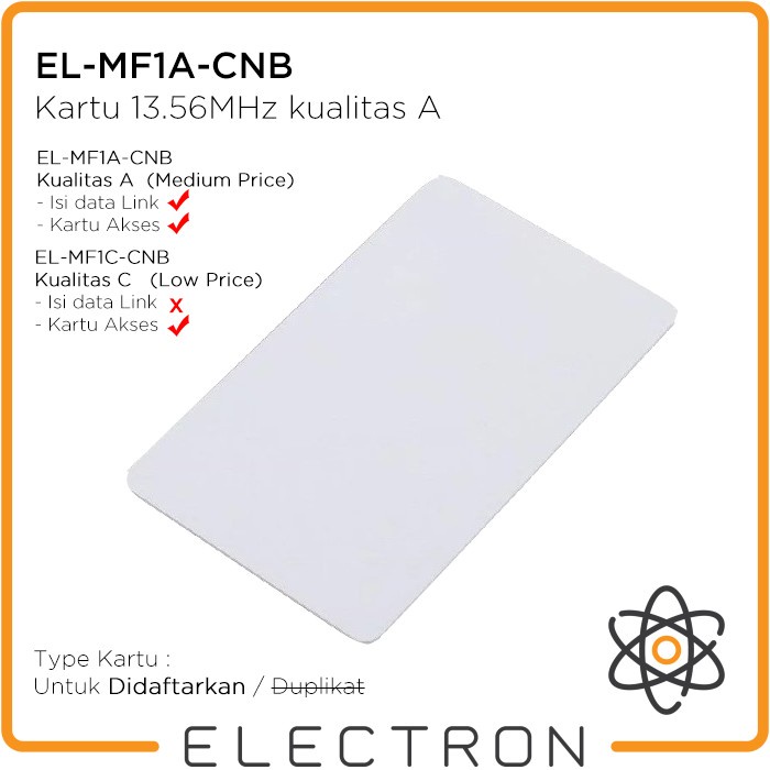 EL-MF1A-CNB RFID 13.56 MHz 1K Card Tag NFC HF ISO 14443A Kartu Akses Absensi RC522