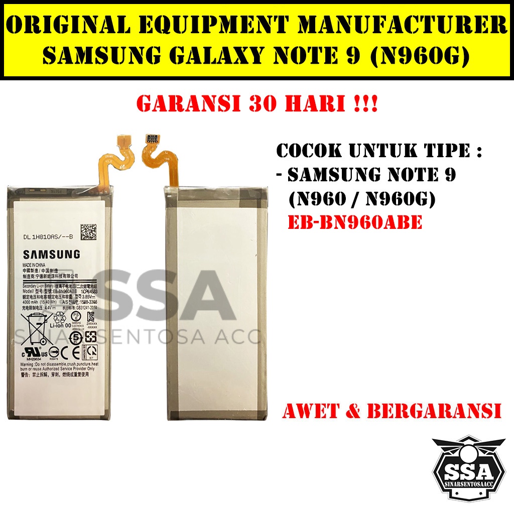 Baterai Original OEM Samsung Galaxy Note 9 N960G EB-BN960ABE N960 HP Ori Battery Batrai Batre Batu Batere GARANSI AWET MURAH