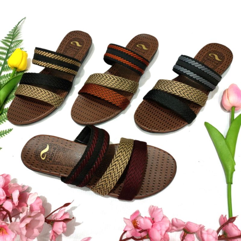 sandal wanita murah ban 3 garis Felonie SD 01. sandal turki rajut terbaru...!