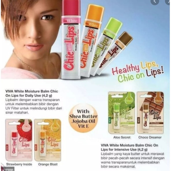 Viva Chic on Lips Lip Balm Pelembab bibir Moisture Jojoba Oil, Aloe UV Filter Vit E 4.2g