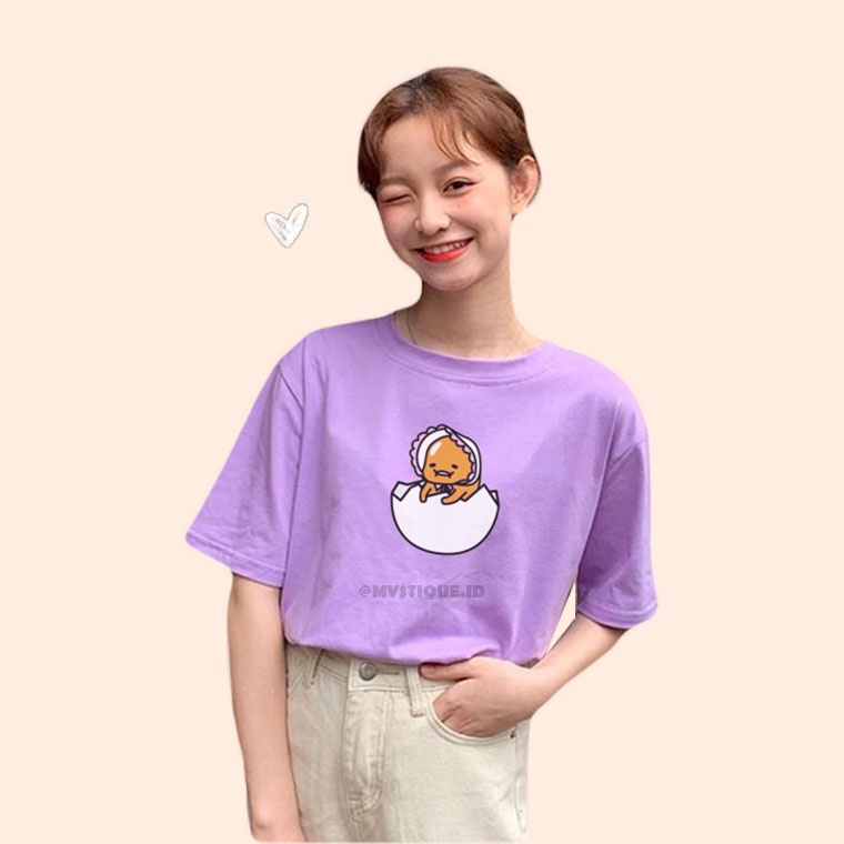 MYSTIQUE.ID - BAJU KAOS OVER SIZE GUDETAMA LUCU DAN AESTHETIC