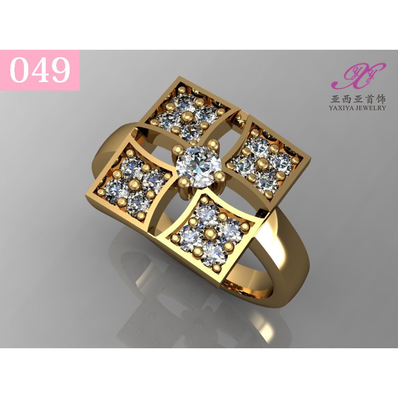 

Cincin Permata Emas Putih Perhiasan Lapis Emas 18K Yaxiya Jewelry 049