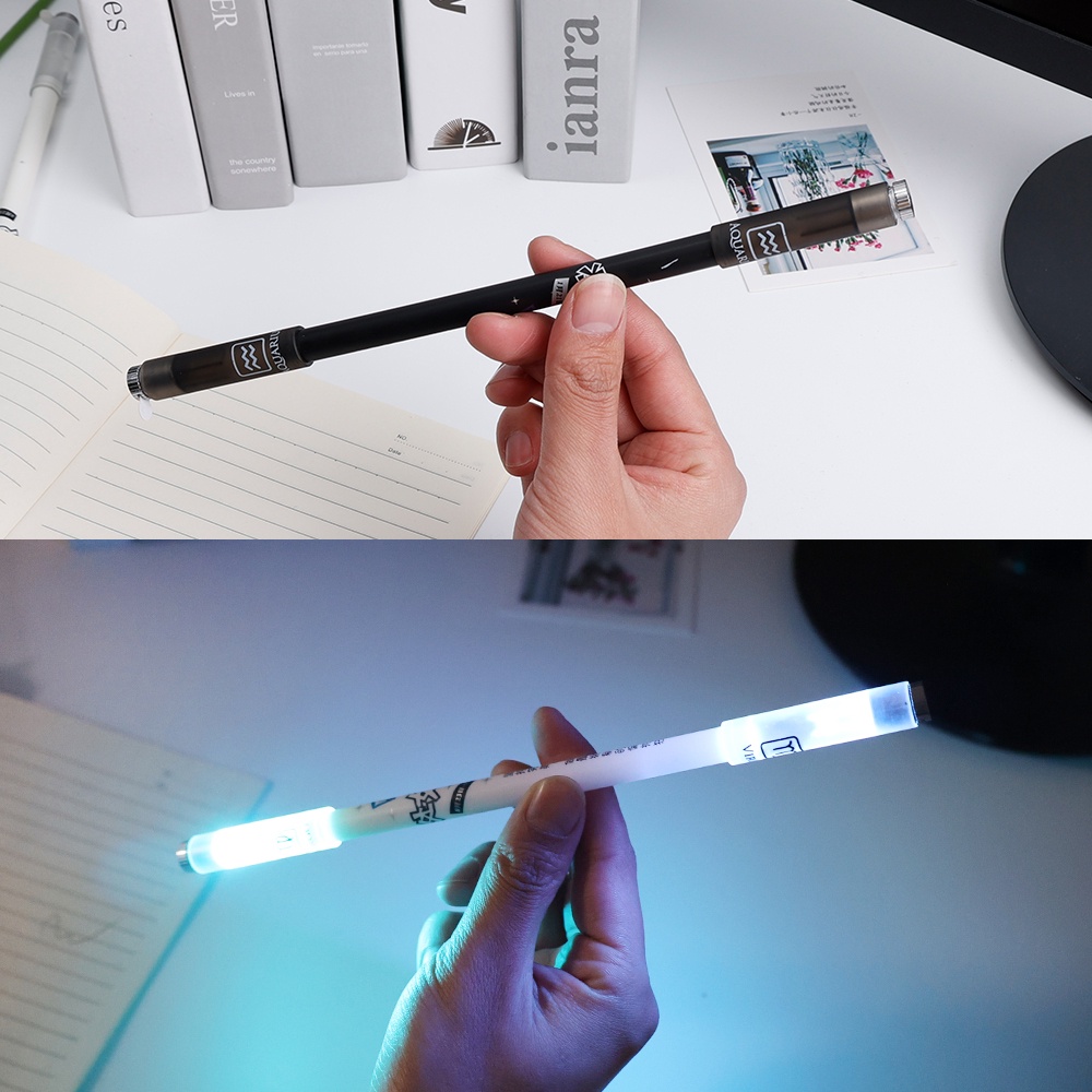 1pc Pulpen Gel Dengan Lampu LED Berputar Untuk Hadiah Anak / Sekolah / Kantor