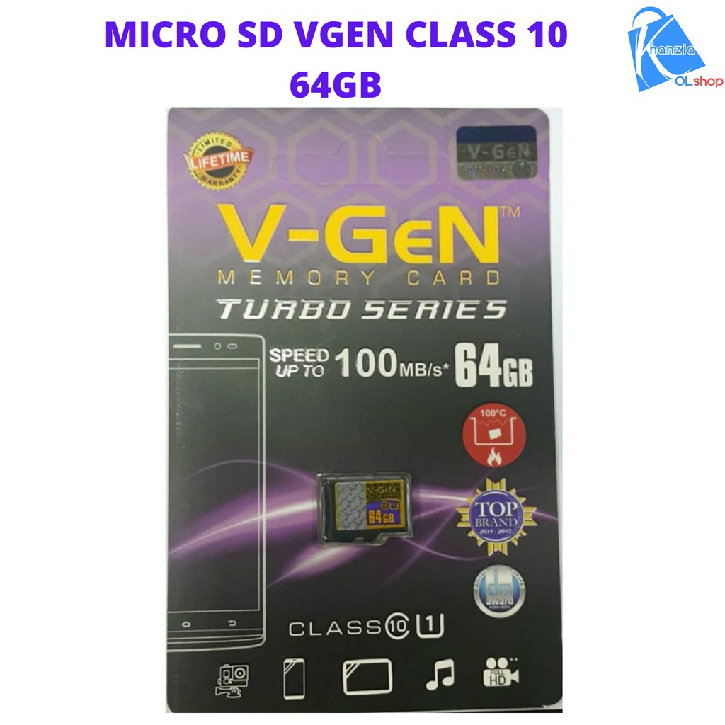 KHANZIAOLSHOP MEMORY HP MICRO SD VGEN 64GB CLASS 10 NA TURBO SERIES MEMORY CARD ORIGINAL