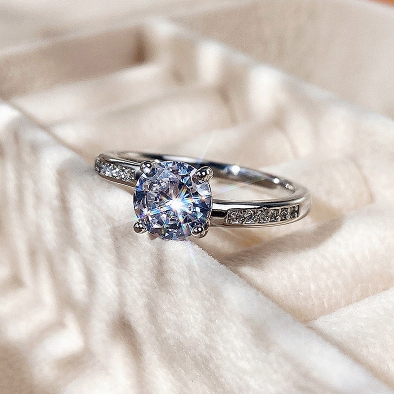 Cincin Lapis Silver Hias Kristal Kubik Zirconia Untuk Wanita