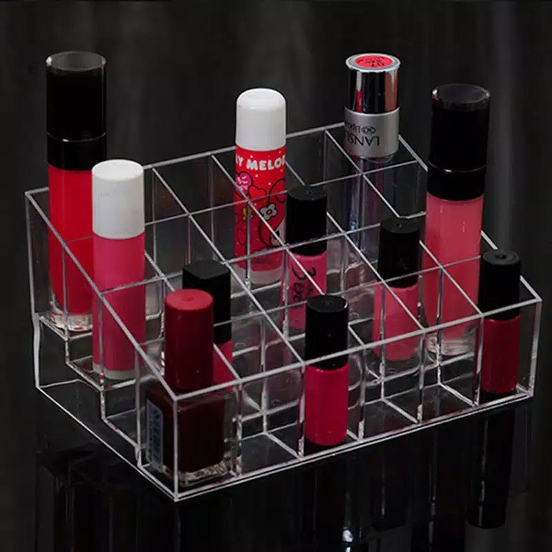 ✿ELYSABETHME✿ Rak lipstick bening acrylic display untuk hiasanb kamar meja rias toko kosmetik rapi lipcream lipbalm liptint