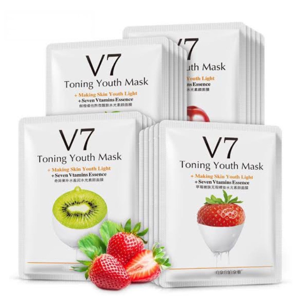 Masker Wajah V7 Sheet Mask ORIGINAL / Masker Muka V7 Facial Sheet Mask Masker Wajah Organik Pemutih dan Glowing / Masker Organik Anti Komedo dan Jerawat Flek Hitam / Masker Wajah Korea Masker Wajah Murah Masker Organik Masker Komedo Pria Wanita