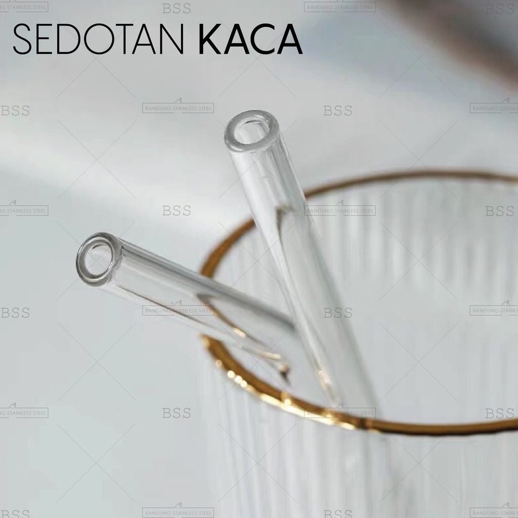 Sedotan Kaca Borosilicate Lurus Bengkok Smoothies Bening Transparan Pyrex Reusable Eco Friendly