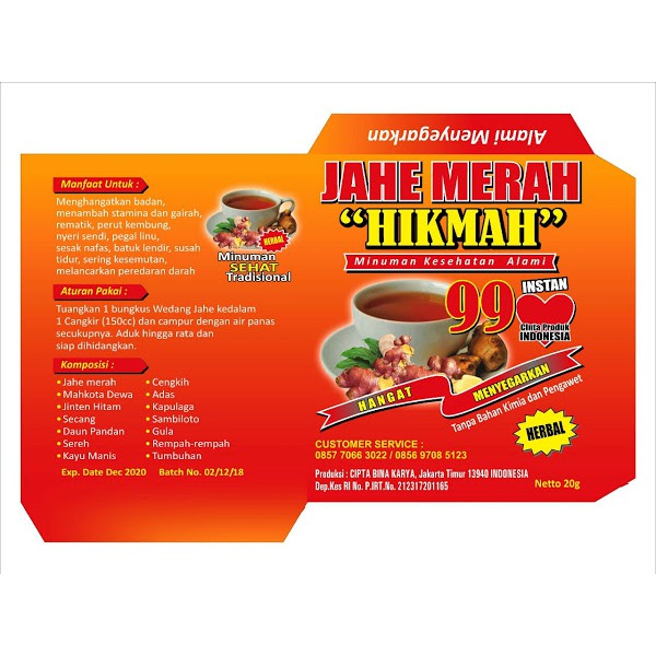 

Jahe Merah Instant. Ready STOCK Harga Murah! Untuk Jaga Kesehatan!