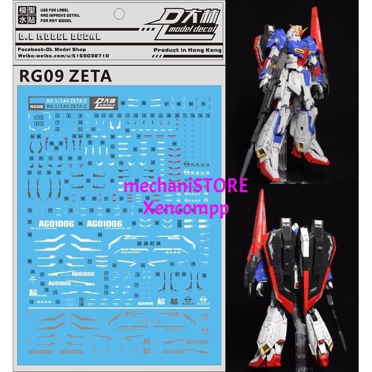 Water Decal RG Zeta DL MODEL