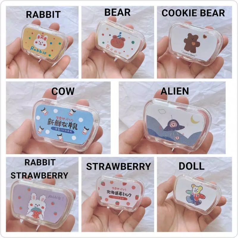 Tempat Softlens Cermin Penjepit Karakter Soft Lens Case Lensa Karakter Lucu Tempat Kontak Lensa Import Tempat Soflens Untuk Traveling