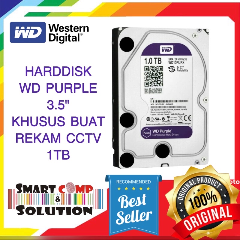 Harddisk (HDD) Internal CCTV WD Purple 3.5&quot; 1TB CCTV