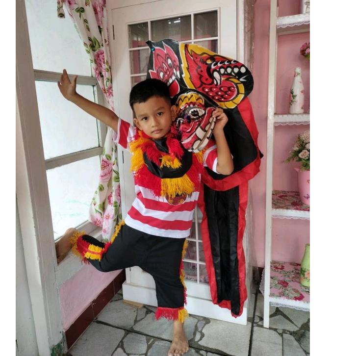 Barang Pilihan.. Mainan Anak Jadul Barongan Anak Umur 4-10 tahun Full Set Baju Celana Kaos Jaranan R