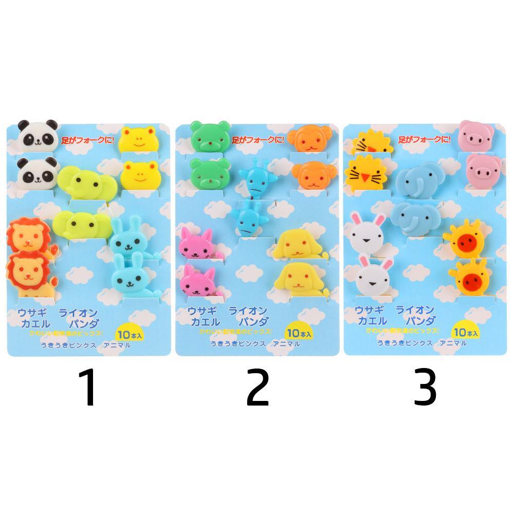 Top 10pcs/30pcs Anak Garpu Buah Bento Lucu Mini Reusable Sayur Periuk Kartun Animal Farm