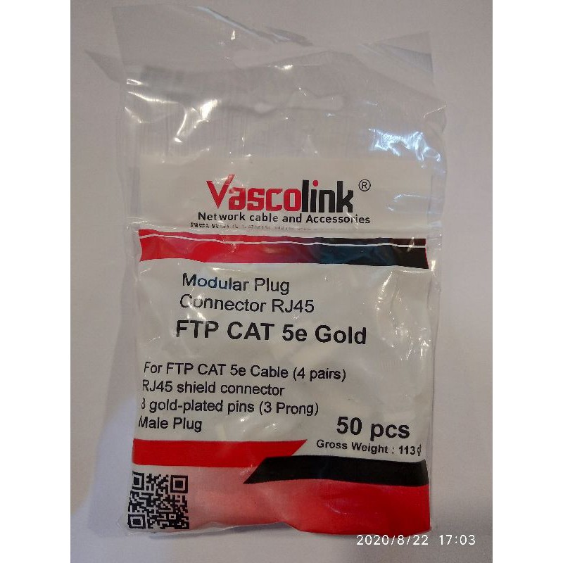 Konektor RJ45 FTP Cat5e Plat Besi Vascolink dan Plugbooth Harga Per 1pcs