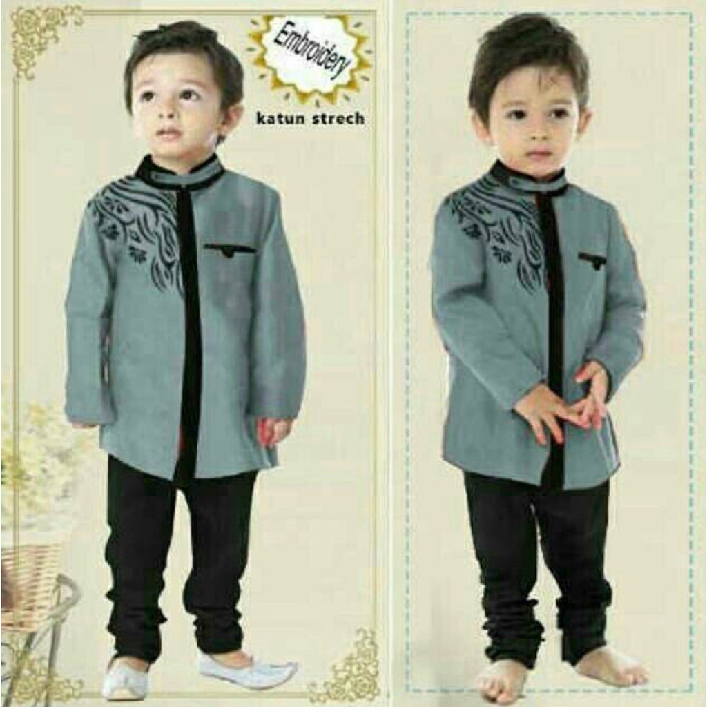 [pasha kid varian warna VL] baju koko anak laki-laki katun rayon bordir