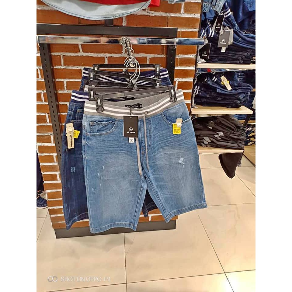Celana Pendek Pria Jeans Denim NPD Original full karet ripped no ripped