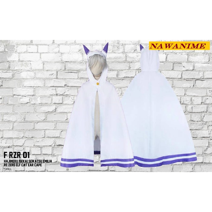 Jubah Anime Re Zero Emilia Cape Hoodie [F RZR 01]