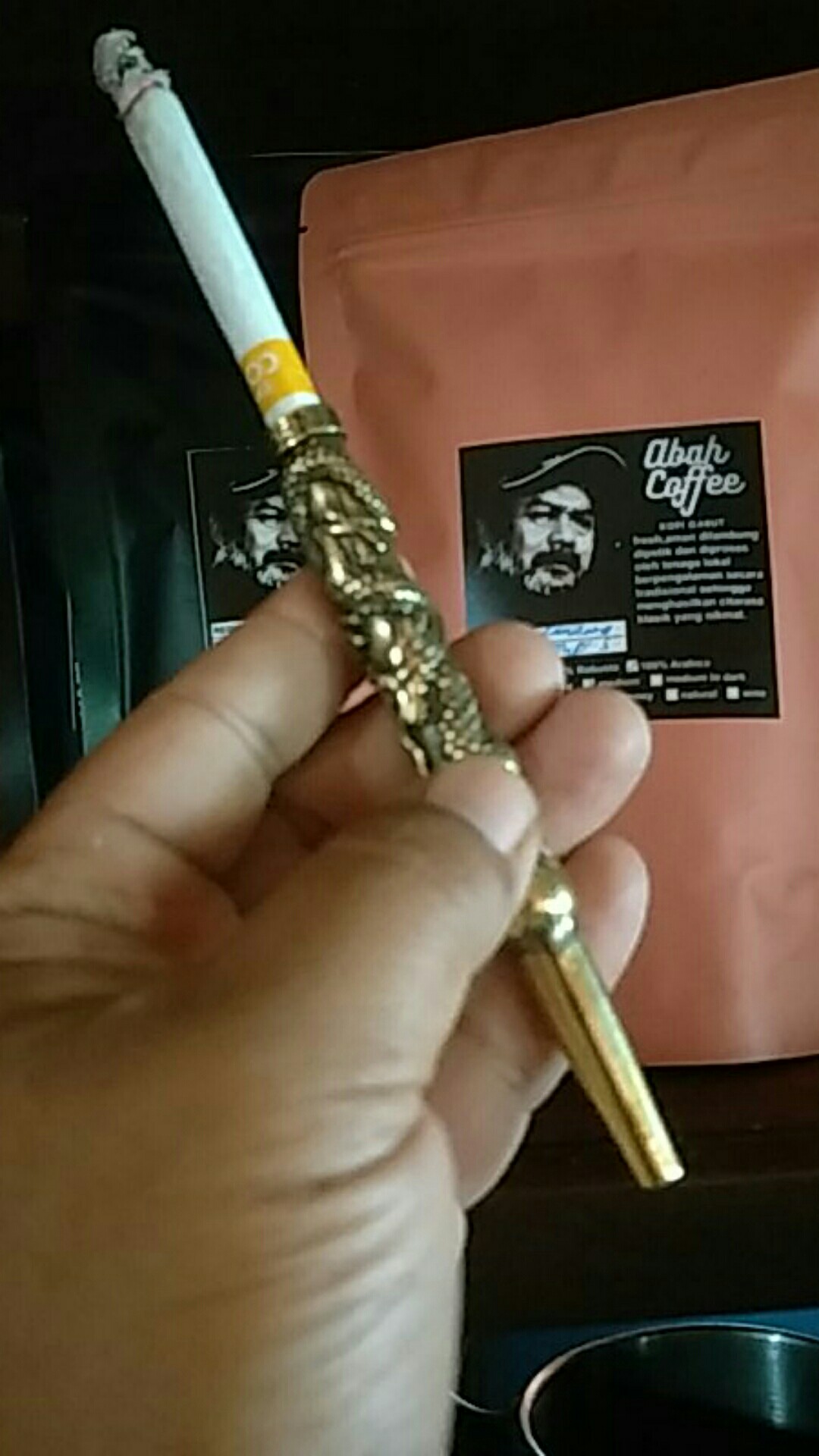 Pipa Rokok Bulat Retro Motif Ukiran Naga Bahan Kuningan Murni