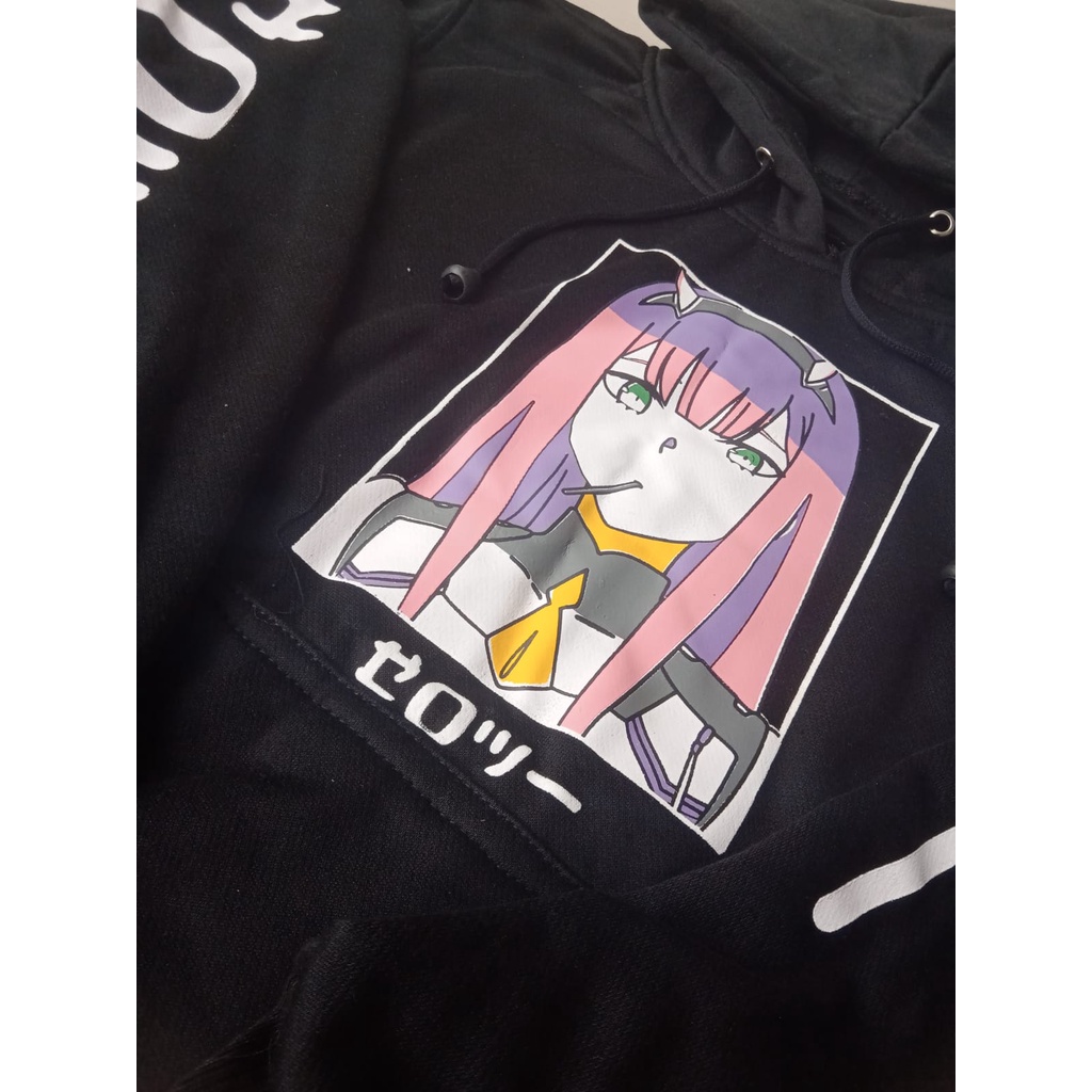 JAKET SWEATER HOODIE ANIME DARLING IN THE FRANXX ZERO TWO /JAKET ANIME DARLING TERBARU /Jaket Hoodie Anime Darling In The Franxx Warna Hitam Putih