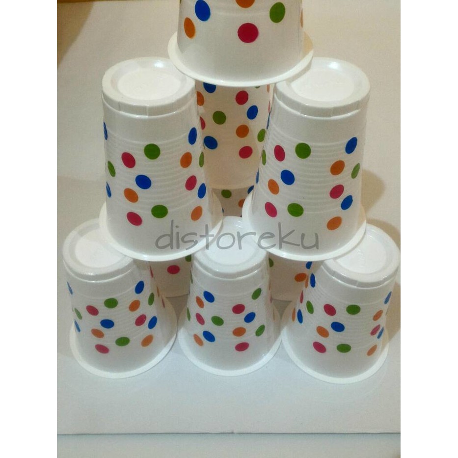 @50pcs gelas plastik bola ondel balon rainbow cup 180ml