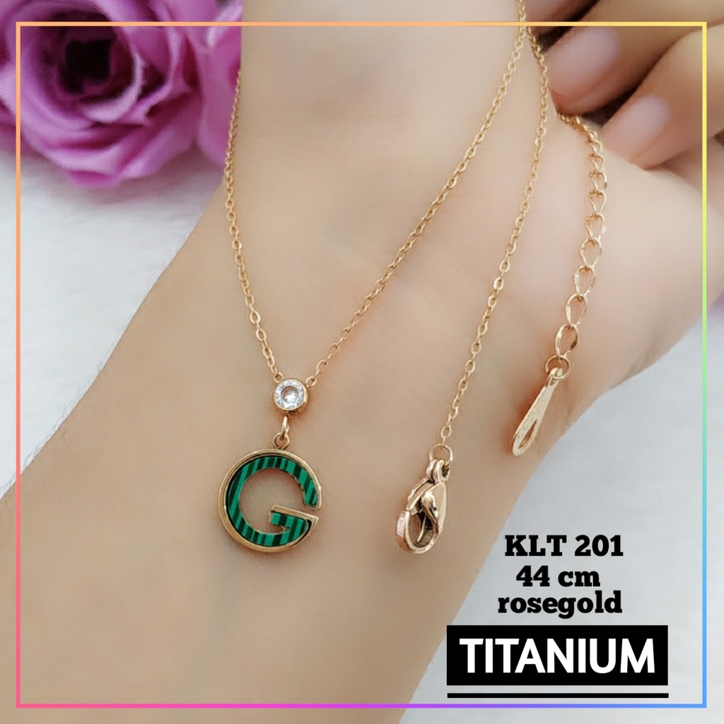 Kalung titanium/stainless steel rantai korea warna rosegold cantik perhiasan anti karat KLT 201