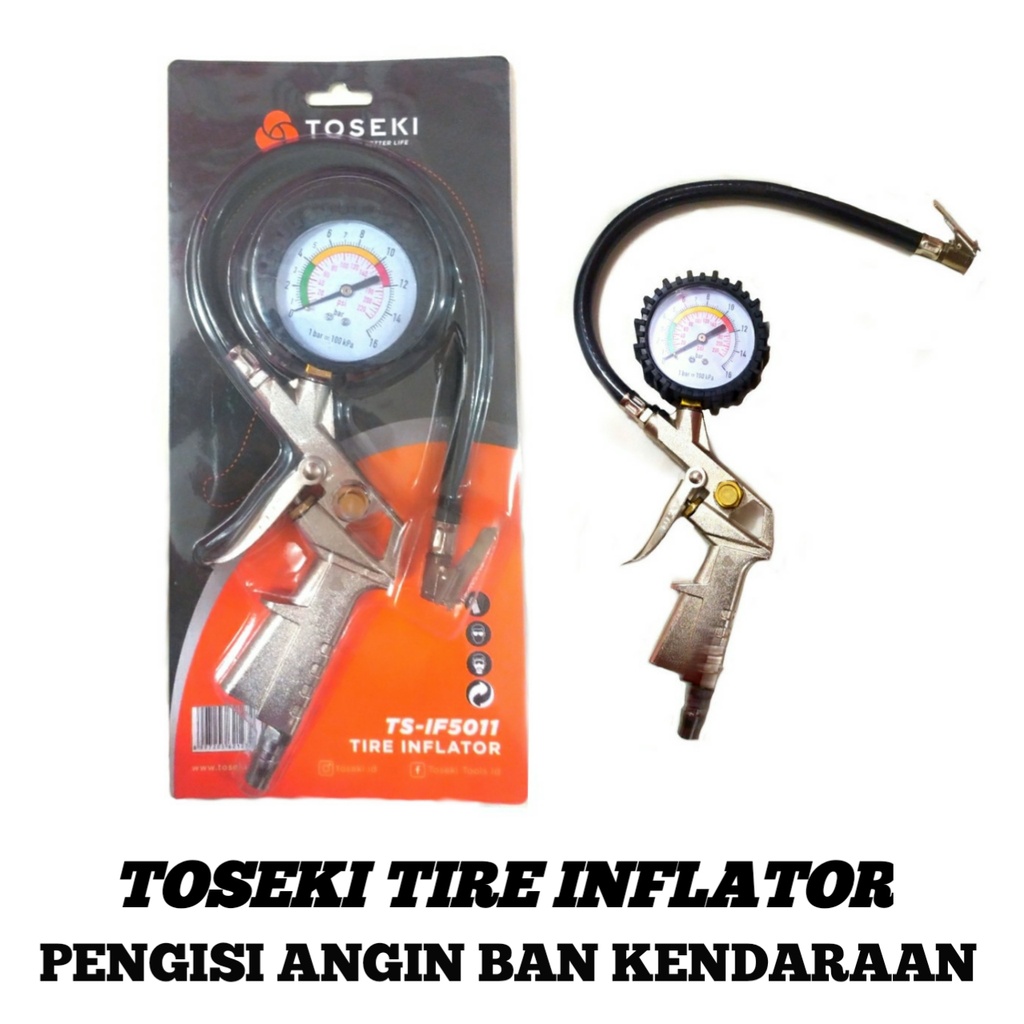 TOSEKI Tire Inflator - Air Pressure Gun Pengisi Isi Ukuran Angin Ban Kendaraan