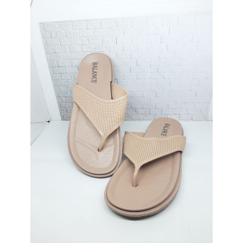 Sandal jepit jelly flat motif garis