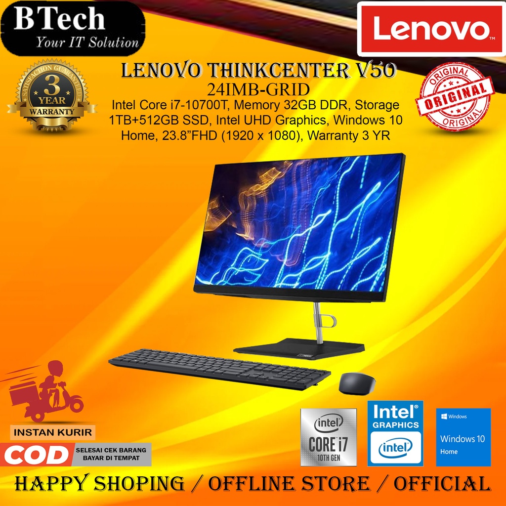 Lenovo Thinkcenter V50 GRID Core i7-10700T 32GB 1TB+512GB SSD W10H