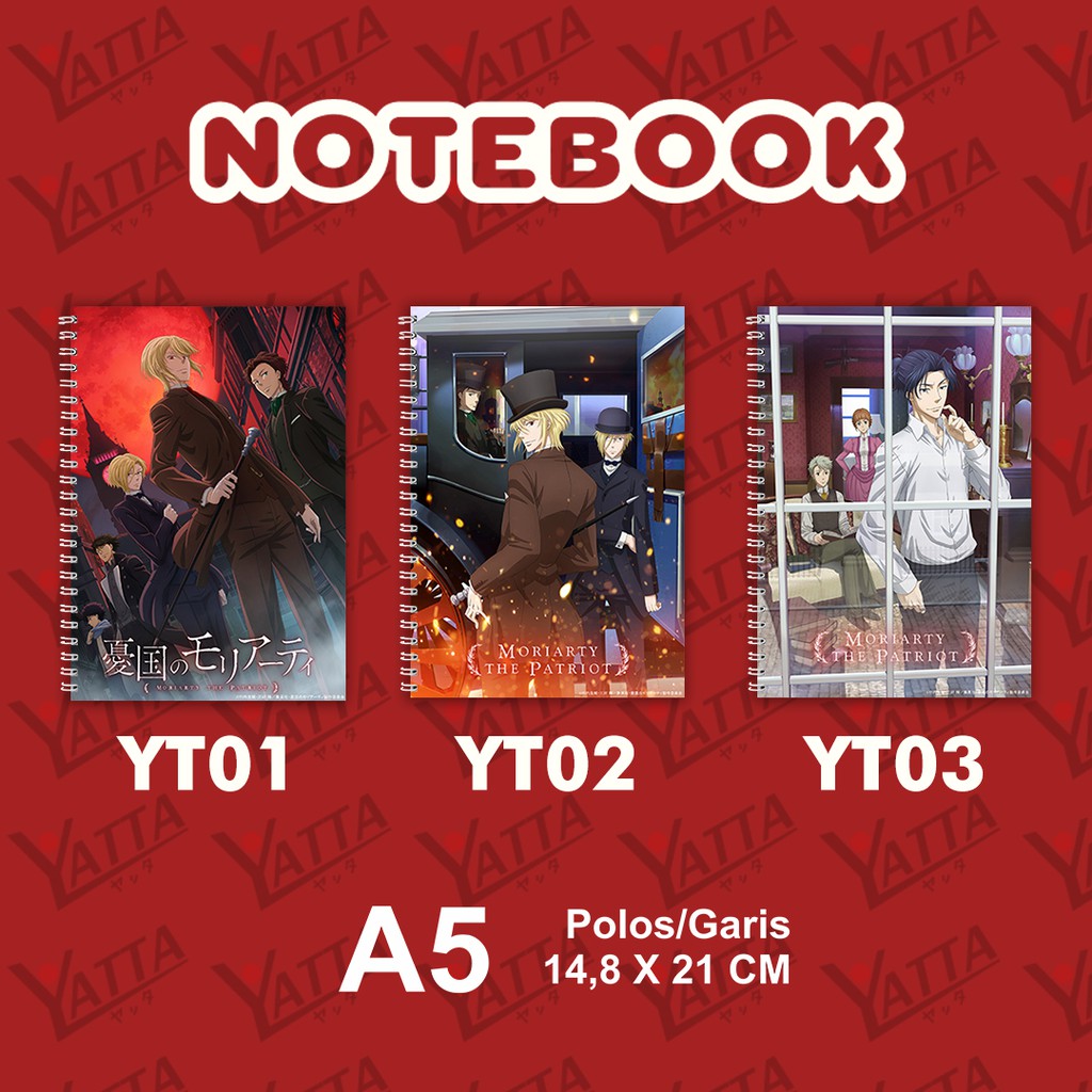 

Notebook Anime ukuran A5 14,6 cm x 21 cm Yuukoku no Moriarty YOTAKUSHOP