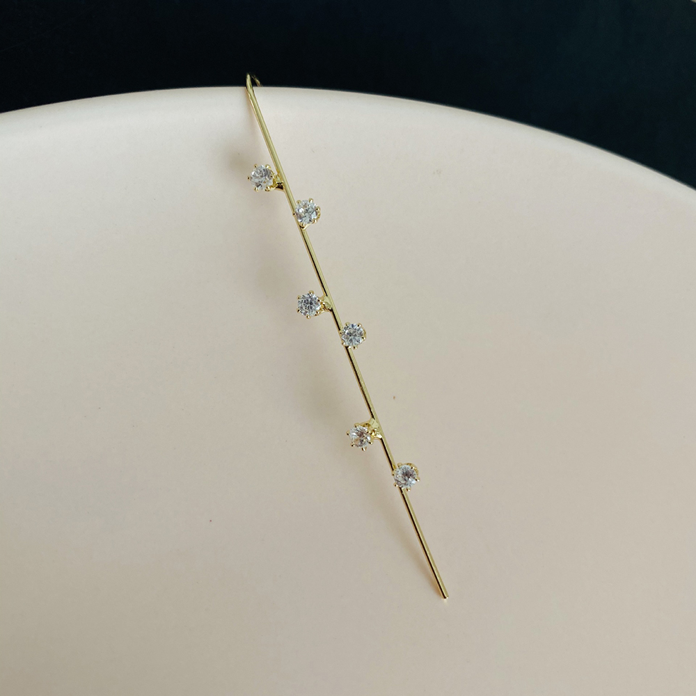 XIJING1  1pc Anting Tindik Zirkon Bertatahkan Tembaga, Klip Tulang Telinga Desain Pribadi-9#