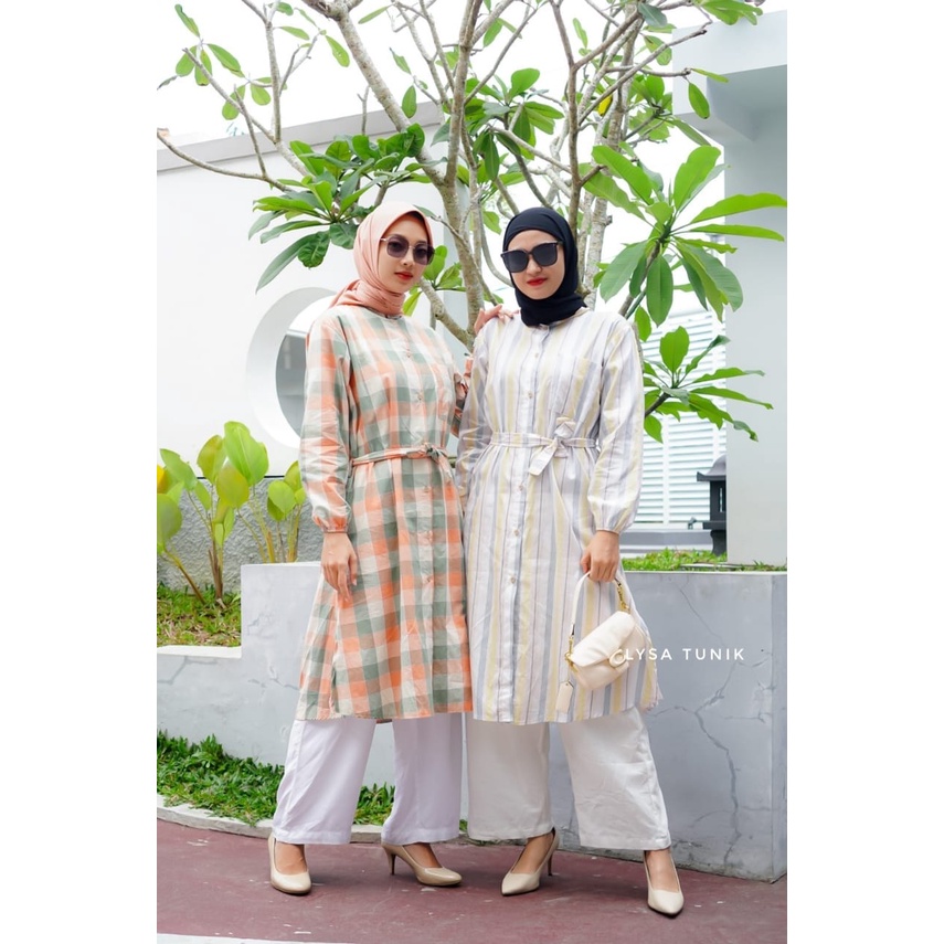 LYSA TUNIK KEKINIAN / TRISET TUNIK KATUN TRISET PREMIUM BRANDED LONG TUNIK SYARI MUSLIMAH BAJU TUNIK