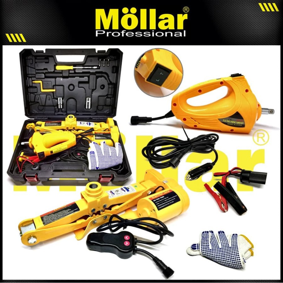 MOLLAR EJW300 Dongkrak Elektrik 3 Ton Set Bor Buka Baut Ban Roda Mobil Original