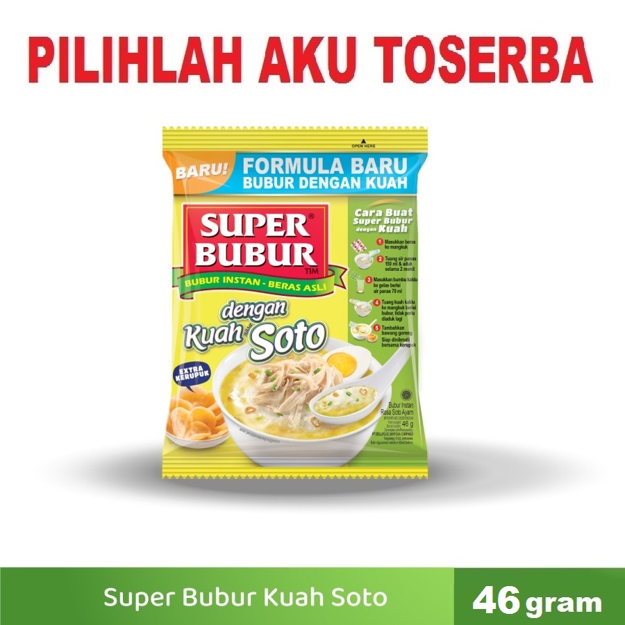 Super Bubur KUAH Rasa SOTO Ayam @46 Gr - ( HARGA 1 DUS ISI 40 PCS )