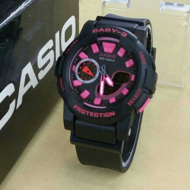 Jam tangan Sporty Wanita Baby-G BGA-185 Black Pink KW Super